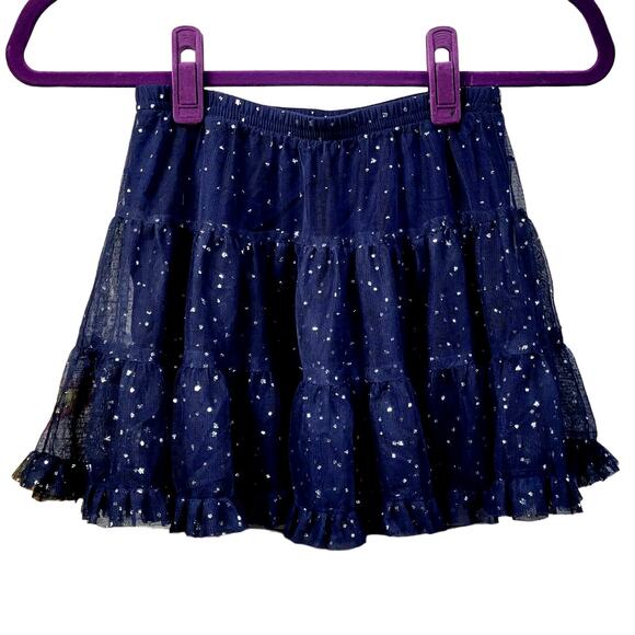 Blue Multi-layered Tulle Skirt with Silver Stars Girl's Size M - Picture 1 of 6